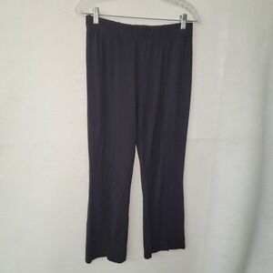 Ellison Women's Black Pull Pants Stretch Knit Slit Front Leg Large Casual Lounge